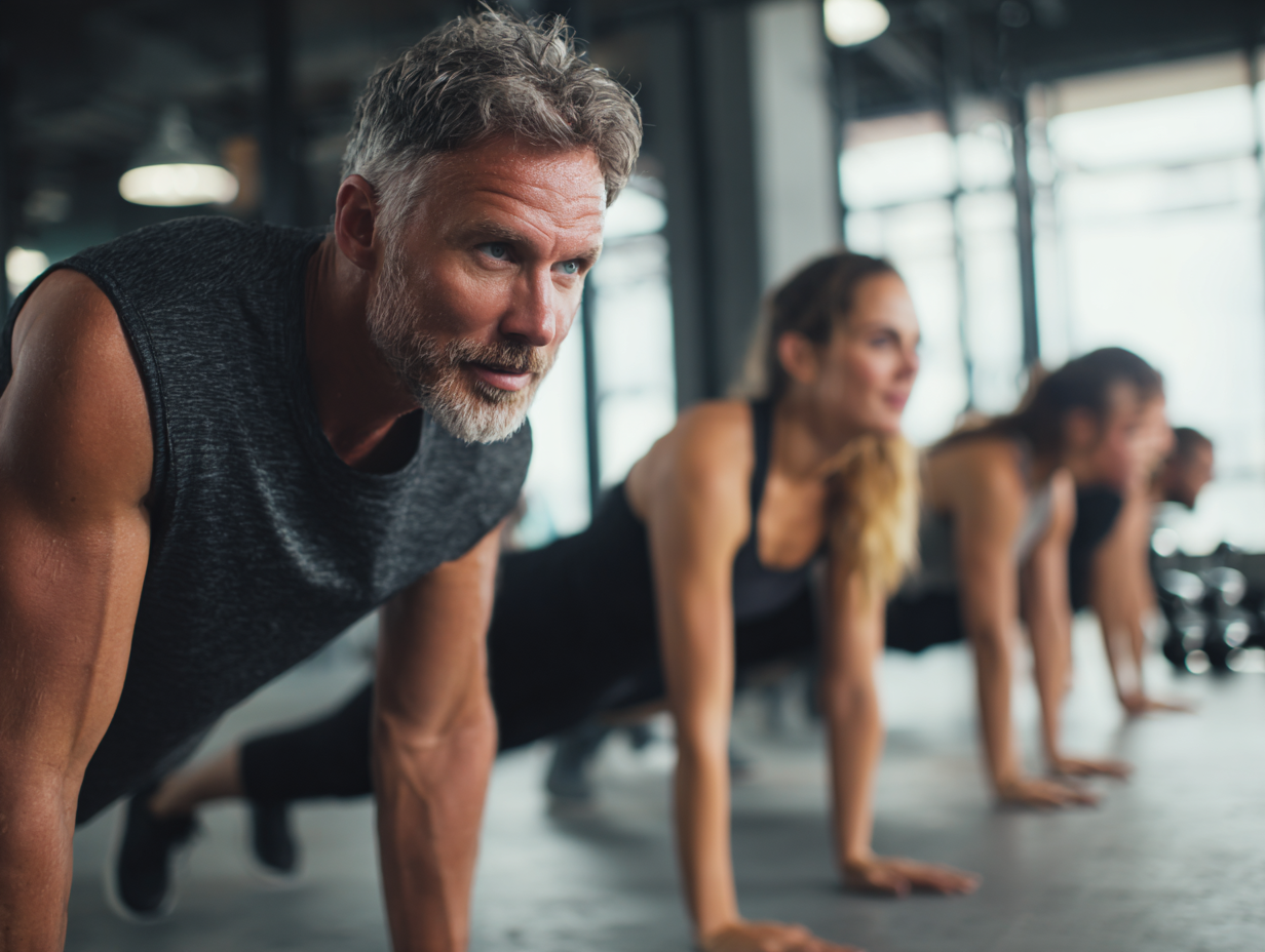 Професійні тренери працюють з клієнтами різного віку в сучасному фітнес-центрі